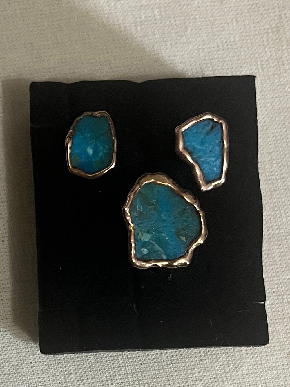 Ringcrush 24K Rose Gold Filled Turquoise Ring and Stud Earrings Set